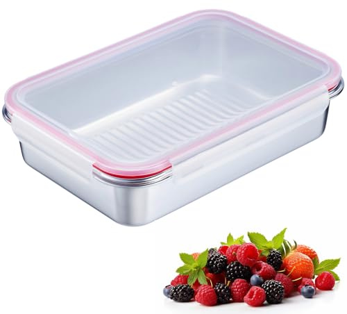 Westmark Frischhaltedose – Geteilte Lunchbox ideal für Arbeit und unterwegs als Brotdose oder Meal-Prep-Box, spülmaschinengeeignet, eckig, Edelstahl 18/8 – 2500 ml