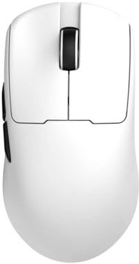 A.JAZZ AJ159 V2 Mouse Gaming Wireless Ultraleggero Con Batteria Sostituibile A Caldo, Due Batterie 300mAh E Base Di Ricarica, 54g, Sensore PAW3395, 32000 DPI Per PC E Mac (Bianco)
