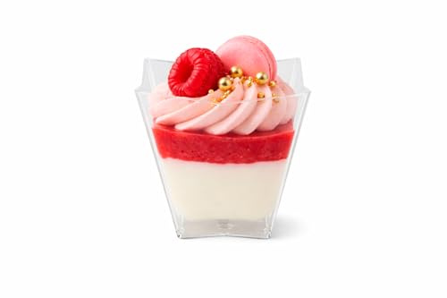 Majillux 50 Bicchierini Monoporzione Quadrati da 120 ml per Dessert | Trasparenti | PS Rigido | Per Tiramisù, Mousse e Panna Cotta | Buffet e Catering | Lavaggio a Mano