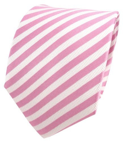 TigerTie Designer Seidenkrawatte in rosa hellrosa weiß gestreift