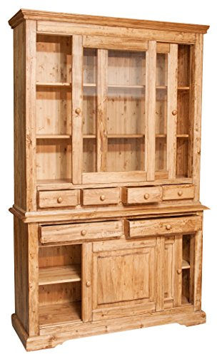Biscottini Buffetschrank Holz massiv Made in Italy - Vitrinenschrank Vintage 225x50x142 cm - Küchenbuffet buffetschrank landhausstil - Wohnzimmer möbel
