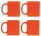 eBuyGB Pack of 4 Bright Fluorescent/Neon Mug for Tea and Coffee, Ceramic, Orange, 310ml