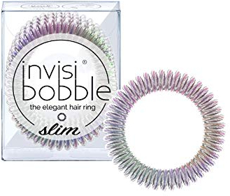 Invisibobble Slim Haargummis Vanity Fairy, 3x Dünne für Mädchen und Damen, eleganter Look und starker Halt, designed im Herzen Münchens, Regenbogen, 3 Stück (1er Pack)