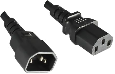 DINIC Kaltgerätekabel C13 Stecker auf C14 Buchse, Kaltgeräte-Verlängerung mit VDE (schwarz, 10,00m)