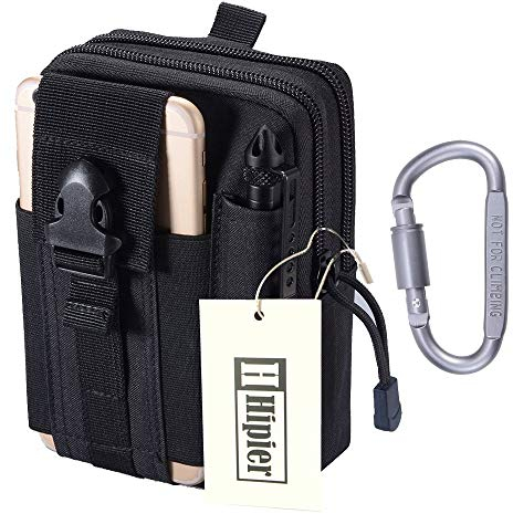 Multifunktions Taktische Hüfttaschen Molle EDC Tasche Gürtel Handy Outdoor Tactical Beutel Utility Pouch klein mit Aluminiumkarabiner (Schwarz)