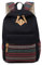 Lisirs Canvas Rucksack Damen Stabil Wasserdicht Schulranzen Mädchen Vintage Tolle Farbkombi Muster Schöner Praktischer Schulrucksack mit Laptopfach für Junge Teenager Freizeit und Schule Schwarz