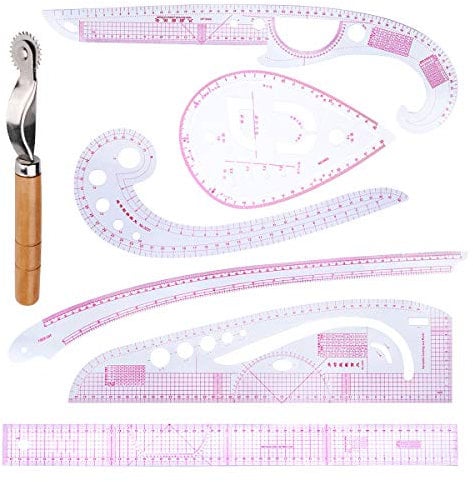 DIY Sewing Ruler Tailor Set 7 Pieces French Metric Ruler Set Plastic Curve Shaped Grading Rulers for Dressmaking Pattern Design Bendable Drawing Template for Dressmaking Multi-Purpose Cutting Ruler