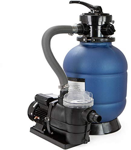 XtremepowerUS 75110 Filtre à sable pour piscine 33 cm avec pompe 3/4 CV Bleu