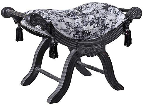 Barock Hocker Toile de Jouy Sitzgondel Sitzbank Rokoko Schemel Sitzhocker cat0350i63 Palazzo Exklusiv