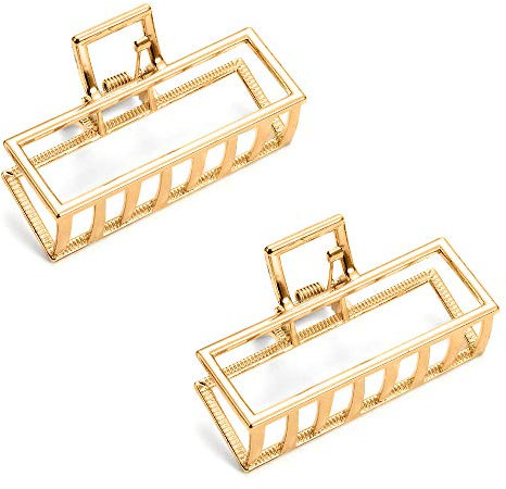 JINXM 2 Stück Metall Haarklammern Rutschfest Haarspange Professionelle Haarspangen Haarklammer Haargreifer Haarklauen Haarkralle für Frauen Damen Mädchen (Gold)