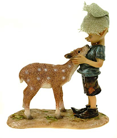 Joh. Vogler GmbH Bambi und ich Pixie streichelt Rehkitz 15 cm Figur Kobold Fee Fabelwesen