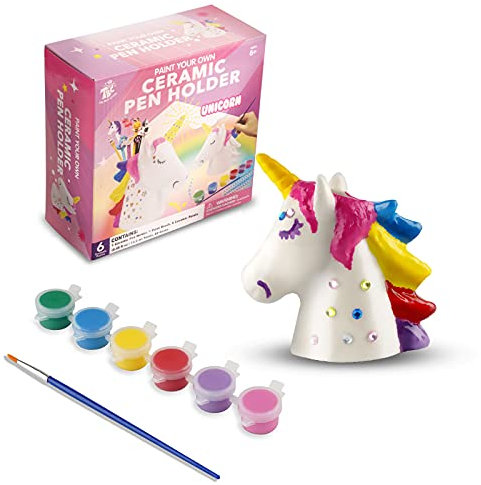 Cadeaux pour Les Enfants TBC Licorne Peignez Votre Propre Pot à Crayons en céramique DIY- Artisanat de Licorne à Peindre Coffret Loisir avec Peinture Cadeaux Cadeaux de Noël pour Les Enfants