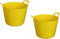 2 x Yellow 42 Litre Large Flexi Tub Garden Home Flexible Colour Storage Container Bucket Polyethylene Flex Tub - Made in U.K.