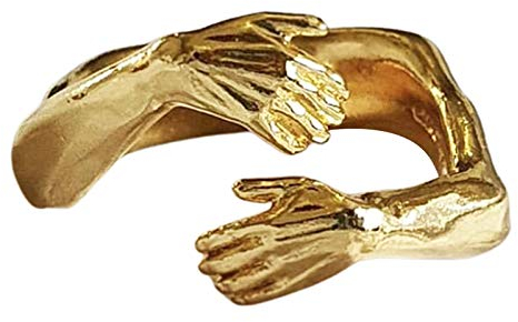 HshDUti 925 Sterling Silber Ringe, Kristall Ring Silber Hug Ring, Kristall Einstellbarer Ring Offener Ring Mode Ring für Paare Frauen Mädchen Schmuck Party Schmuck Warm Umarmung Silberring Gold