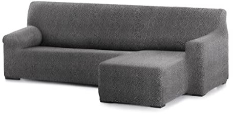 Schutzhülle für Chaiselongue, L-Form, anpassbarer Stoff, kurzer Arm, rechts, Farbe 16 - Dunkelgrau