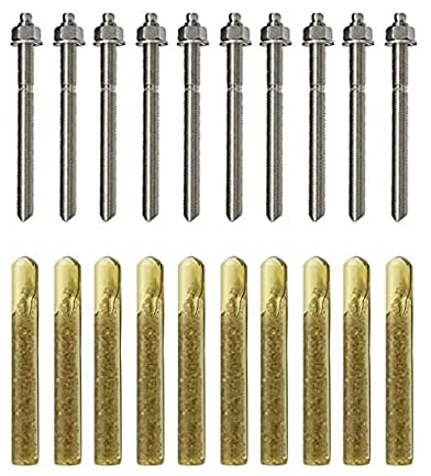 BATIFIX Verbundanker Set 10 Stück, Patrone + Ankerstange - Edelstahl A4 oder verzinkt I Styrolfrei Option 1 I Schwerlast-Anker -dübel I Gewinde (Verzinkter Stahl, M8 x 110)