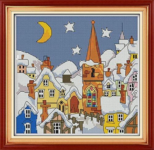 Kreuzstichset Für Erwachsene Cartoon Iglu 11CT Full Range of Embroidery Starter Kit DIY Kinder Erwachsene Familie Dekoration 16X20 Zoll