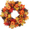 IMOPUITI Autumn Wreaths with LED Light 40cm/15.7in Halloween Wreath with Pumpkin Berry Pine Cone Maple Leaves for Halloween Thanksgiving Autumn Front Door Decoration (2025 Upgrade)