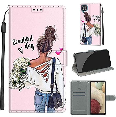 TOMYOU Handyhülle für Samsung Galaxy A12 / M12, Mädchen | Standfunktion, Kartenfach, Magnetisch, Stoßfeste Schutzhülle, Flip Leder, Klapphülle