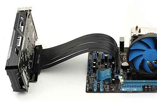lilila-ree Gaming PCIe 3.0 16x PCI-E Riser Extension Cable GPU Mount Bracket Graphics Flexible Cable Card Vertical 90 Degree 20cm (90 Degree Angle Black), GEN 3 x16 PCI Express