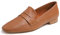 Feversole Women's Fashion Dress Comfort Low Heel Office Penny Loafer Flats Camel Plain Vegan Leather Size UK 3.5