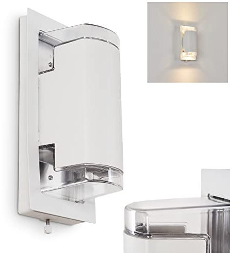 HOFSTEIN Außenwandleuchte Nabawa, Außenwandlampe aus Metall/Kunststoff in Weiß/Klar, moderne Wandlampe mit tollem Up&Down-Lichteffekt, 2 x GU10, IP54, Eingangsbereich, Haustüre, Terrasse, Hof
