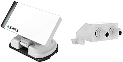 Selfsat Snipe V3 Single Vollautomatische Satelliten Antenne & Offgridtec© 6575 Dachdurchführung 2-Fach Heavy Duty Weiß ABS für Wohnmobil Caravan Boot Solar