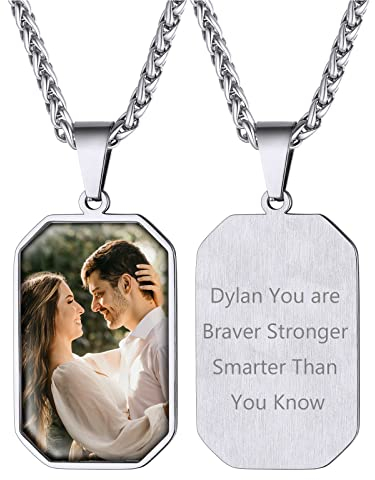 Supcare Collar Chapa con Foto Personalizada Hombre Colgante Octagonal Acero Inoxidable Joyería Personalizada Padre