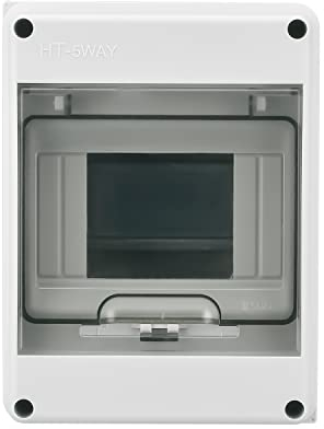 Tissting Aufputz Verteilerkasten Hutschien 1 Reihig 5 Module 93 x 120 x 160 mm IP65 Wasserdicht Verteilerschrank Aufputz Sicherungskasten für Elektrik, Kommunikation
