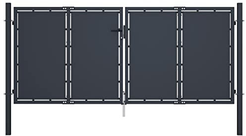 ZEYUAN Puerta de jardín de Acero Gris Antracita 300x125 cm~Puertas para Jardin, Puertas De Exterior, Valla Jardín, Rejas para Puertas De Entrada