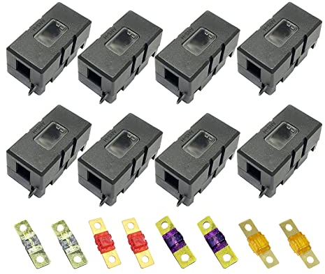 8Pcs Midi Fuse Holder, 40A 50A 80A 100A Amp High Current Bolt On Fuse Holder, Car Fuse Holder for Cars Trucks Vehicles