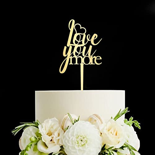 Hearts Love You More Cake Topper, Wedding Cake Topper ,Rehearsal Cake Topper,Anniversary Cake Topper,Best Wedding Party Supplies (Hearts Love You More), Gold