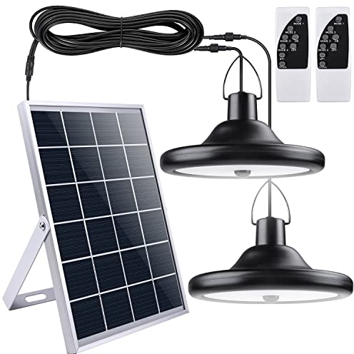 TechKen Lampes Solaires Suspendues avec Télécommande pour Extérieur,Câble de 5M 56 LED 1000LM Lampe,4 Modes 6 Niveaux de Luminosité Lampes Solaires pour Camping Jardin