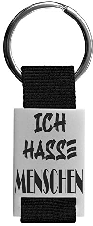 Lieblingsmensch / schöner Schlüsselanhänger mit filigraner und robuster Laser Gravur Modell: Ich hasse Menschen - Textil