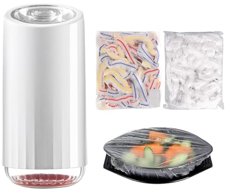 Aufbewahrungsbox für Frischhaltefolie, Mit 200 Stück Frischhaltebeutel, Frischhaltefolie Mit Gummizug, Frischhaltefolie und Organizer-Set für die Küche, Spender für Frischhaltefolie(weiß)