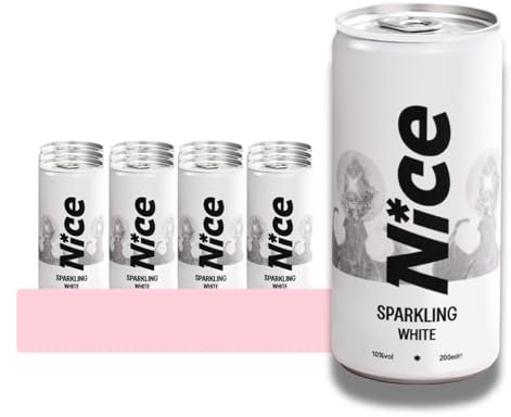 NICE Sparkling White Wine, Spanish Wine in a Can, Dry, Crisp, Sparkling White Wine from La Mancha, That Prefers Cans Over Flutes, 12 x 200ml Cans
