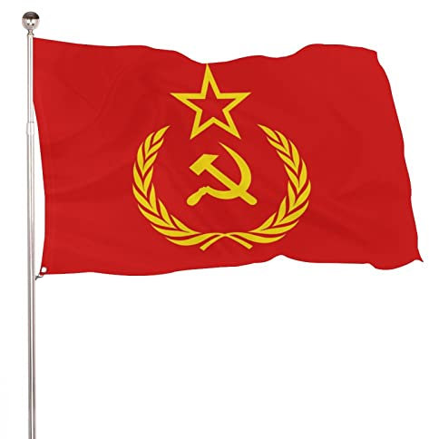Bandera del comunismo de la URSS con 2 ojales de latón para decoración de jardín interior y exterior, 3 x 5, 4 x 7 pies