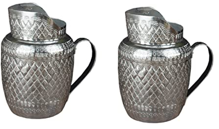 BESTonZON 2pièces Carafe Métal Pour Boissons Pichet à Vin Pot à Lait Distributeur Pour Jus Pour Maison Restaurants Design Élégant Et