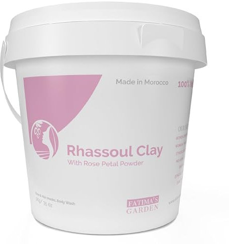 Fatima's Garden Rhassoul con Petali di Rosa - Maschera Calmante per Viso e Capelli, 1Kg