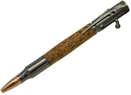Drechselstube-Hofweller Handgedrechselter Kugelschreiber aus Edelhölzern, Modell Hunter, Jagd, Jäger (Black Plamira, gunmatel)