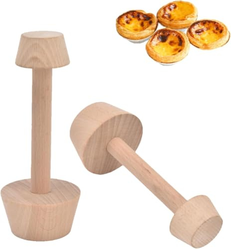 Tart Tamper, 2Pcs Zweiseitiger Teig Tamper Holz Tart Tamper Werkzeug Doppelköpfige Mini Tart Tamper Teig Tamper zum Backen Mini Muffin Pfanne Teig Pusher Ei Tart Formen