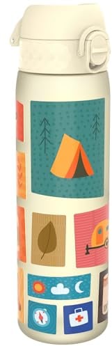 ION8 Water Bottle, 500ml/18oz, Slim Leak-proof & BPA-Free Drinking Bottle, Secure Lock Prevents Spills, Dishwasher Safe, Carry Handle, Ideal for Adults & Kids - Travel, Gym & School, Fishing & Camping