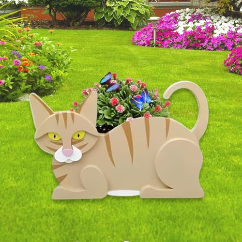 strolfay Yellow Cat Planter Plant Pots,Cute Cat Flower Planter,Gifts for Pet Lovers,Unique Animal Plant Pots,Office,Indoor Outdoor Garden Decor(12.5 * 5.6 * 7.8in)