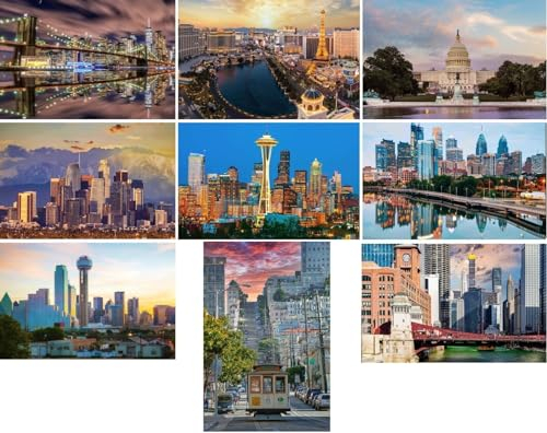 Fotografie Torsten Ackermann Postkarten-Set Städte der USA/Amerika: 9 einzelne Karten - Motive: New York San Francisco Chicago Las Vegas Washington LA - Fotos/Bilder/Souvenirs