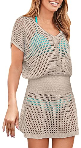 IQYU Gadgets de plage pour maillot de bain de plage, piscine, robe crochetée pour homme, bleu, kaki, taille unique