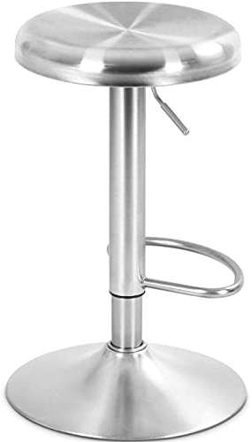 Möbel-Pub-Hocker, gebürsteter Edelstahl, Barhocker, höhenverstellbar, runde Oberseite, moderner Barstuhl, max. 200 kg Star of Light