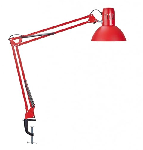 Maul LED Schreibtischlampe MAULstudy | Verstellbare Klemmleuchte mit Gelenkarm für Büro, Arbeitszimmer und Schreibtisch | Elegante Bürolampe aus Metall | Inklusive LED-Leuchtmittel | Rot