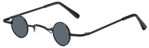 FERCAISH Retro Kleine Runde Sonnenbrille, Damen Steampunk Sonnenbrille, Herren Vintage Hippie Sonnenbrille, Schwarz Schutz Sonnenbrille, für Männer Frauen