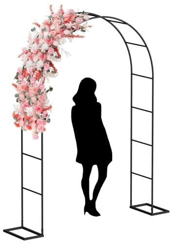 HESHEQ Gartenbögen Garten Spalierbogen Hochzeit Bögen Gartenlauben gebogen Eisen Pflanzen Spalier Stand Verwendung for Gartenlauben Kletterpflanzen im Freien 2 Größen weiß/schwarz (Color : Black)