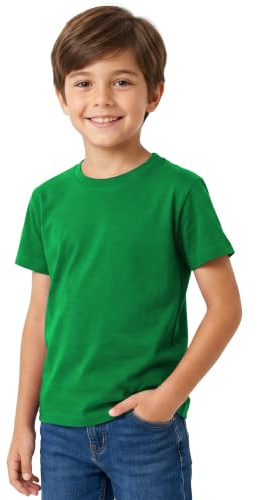 Childrens Kids Unisex T-Shirt, Boys Girls Crew Neck Short Sleeve Red White Stripes School Book Week Casual Summer Cotton Tee Top